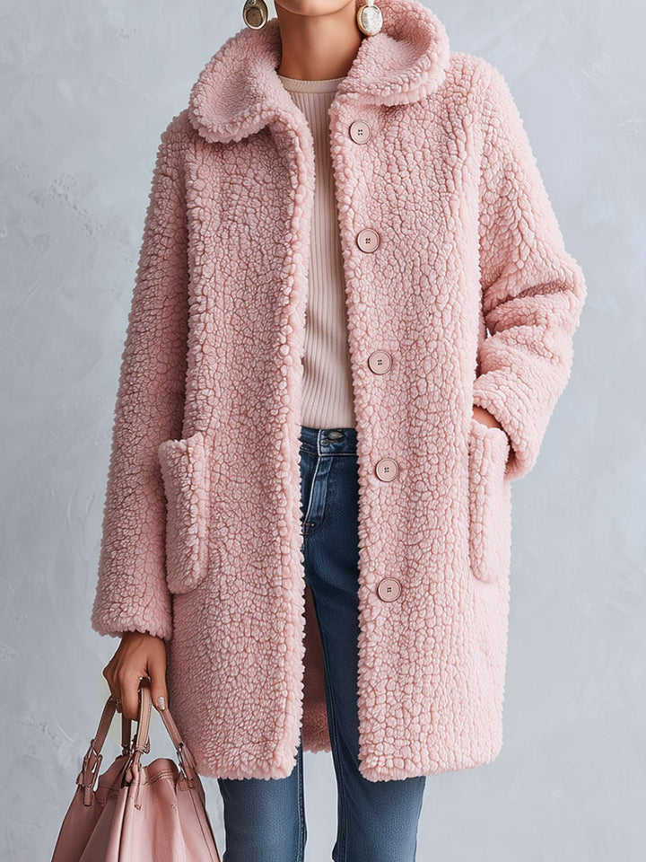 Stylish and Warm Pink Fleece Hooded Coat