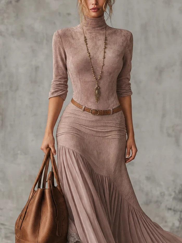 Vintage Boho Midi Maxi Dress Lace Trim
