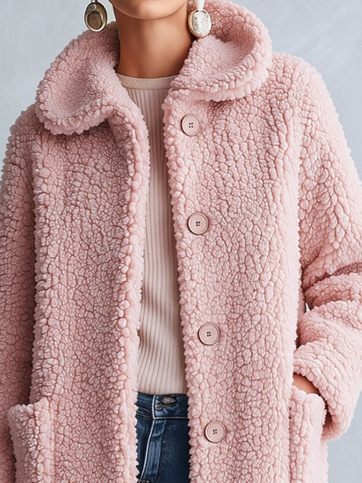 Stylish and Warm Pink Fleece Hooded Coat