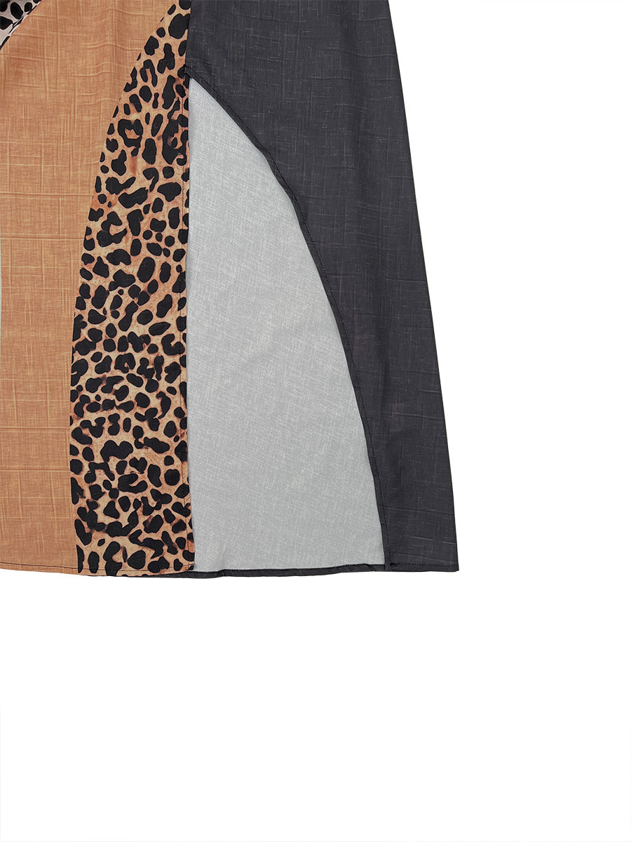 Myrna Leopard Halter Maxi Dress