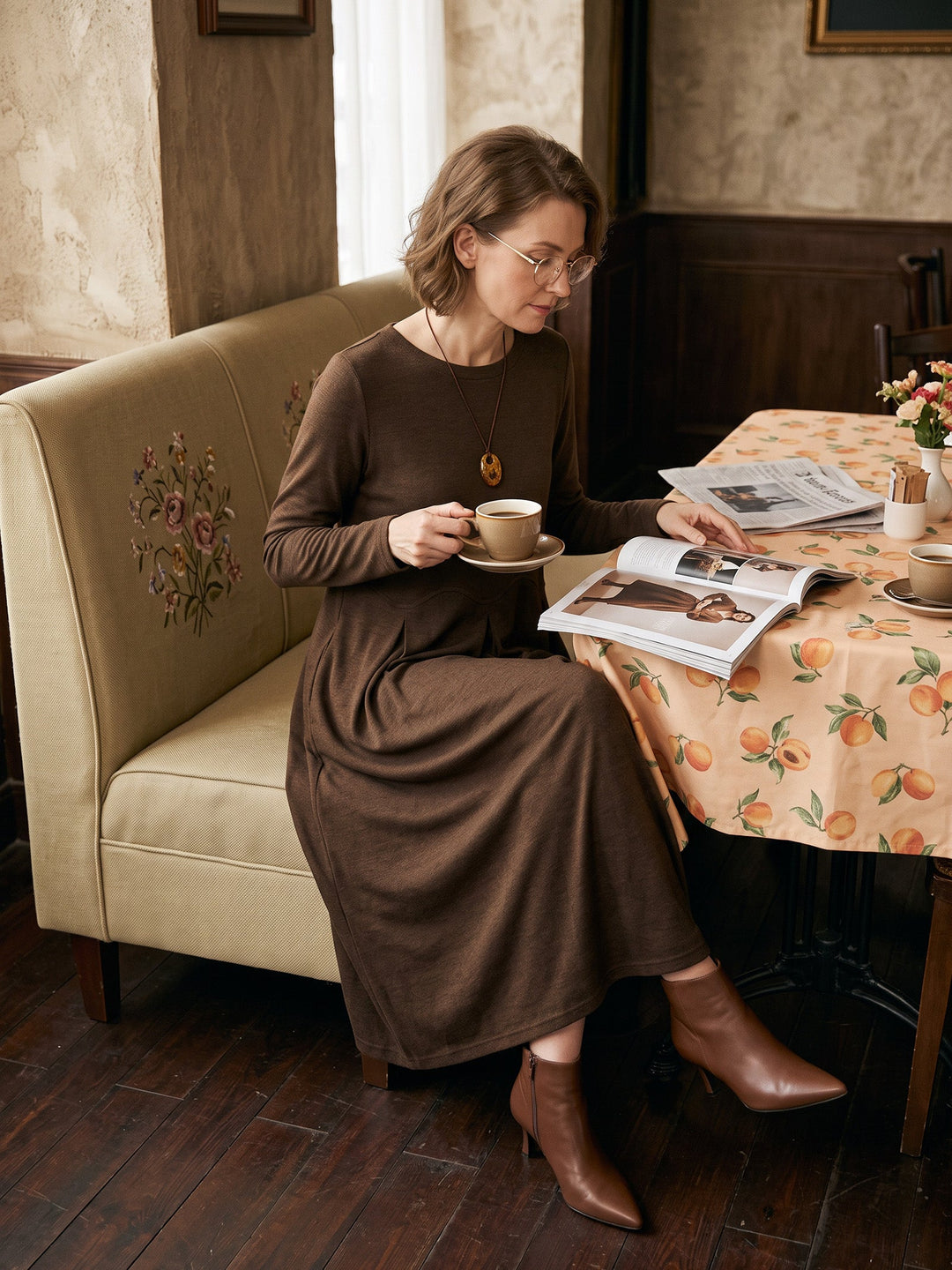 Wool Arc-Panel Sculpted Pleats Midi Dress