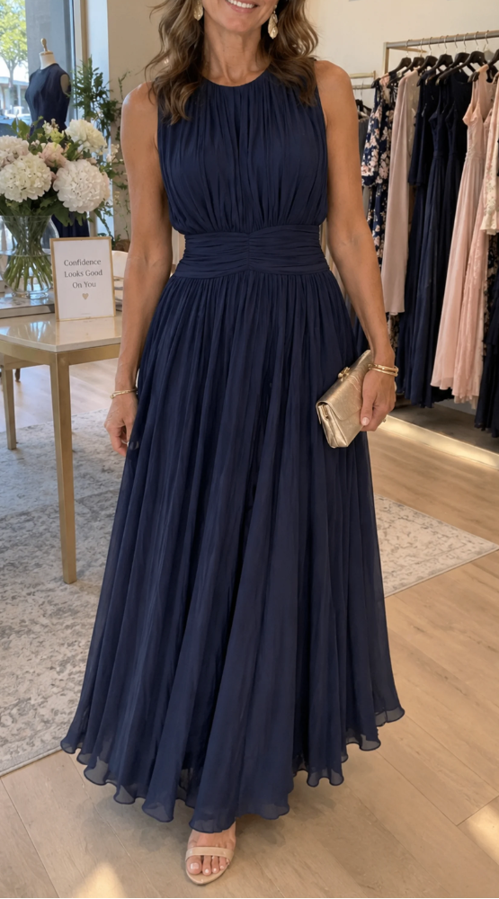 Iselle | Roxanne Ruched Waist Sleeveless Maxi Dress