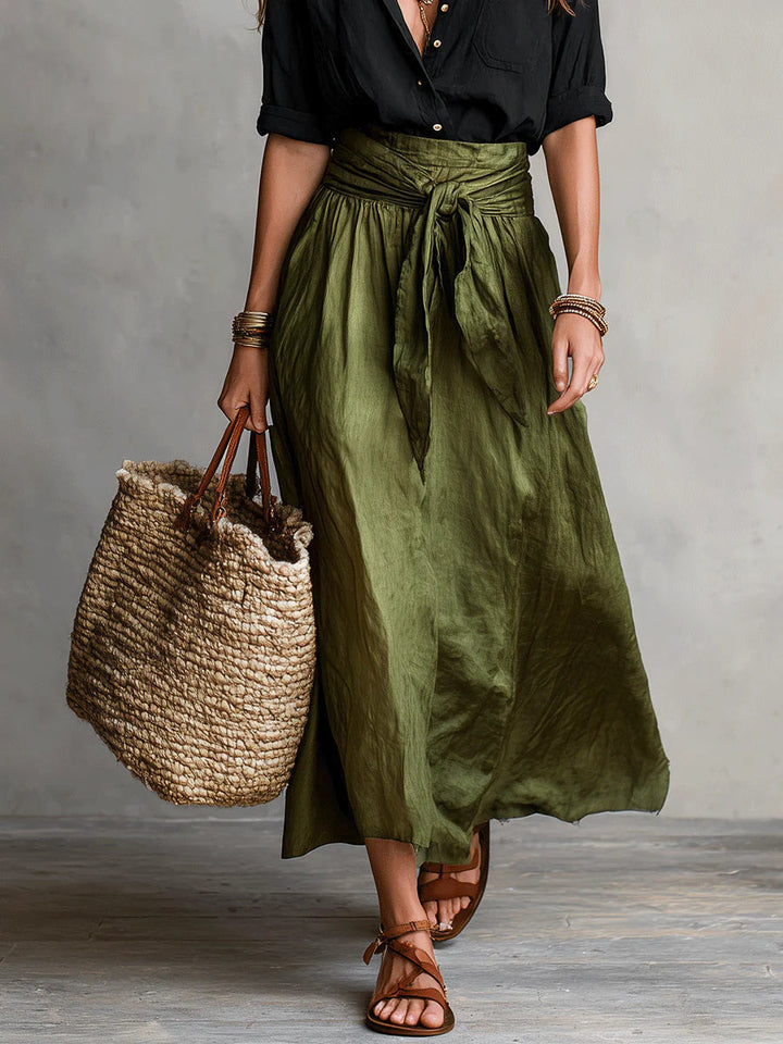 Olivia Two-Piece Shirt & Midi Skirt Set