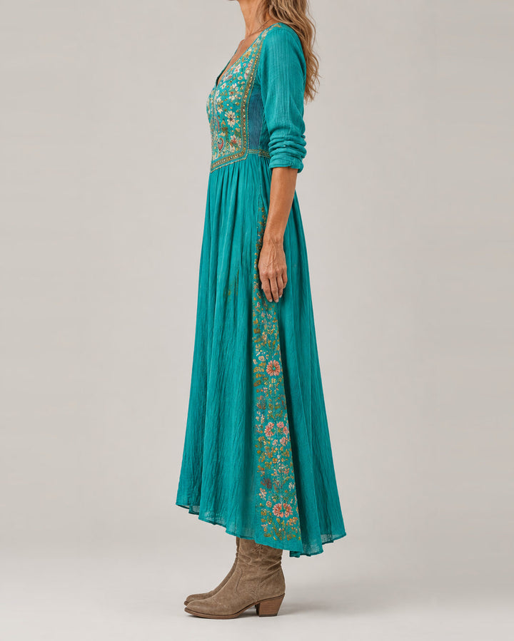 Evelyn Elegant Bohemian Maxi Dress - side view