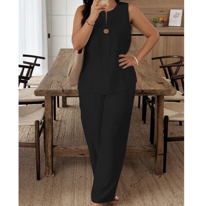 Minimalist Sleeveless Top & Wide-Leg Pants – Effortlessly Chic, Comfortable & Perfect for Everyday Style ✨🌿